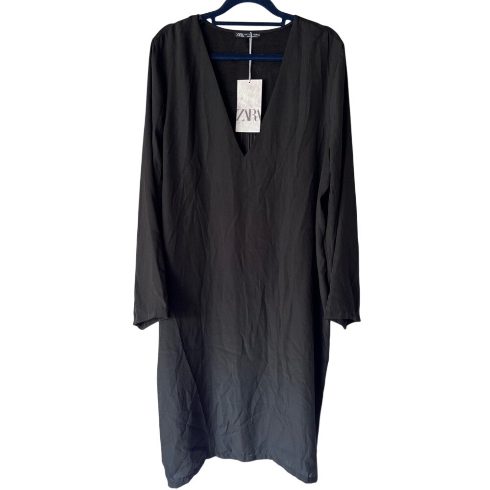 Zara Black V-Neck Dress size Large‎ NEW